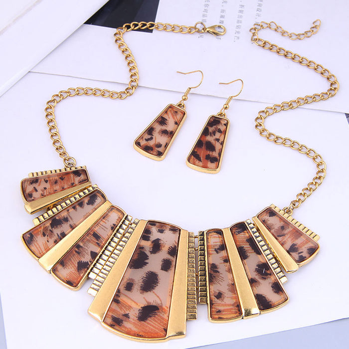 Wholesale Fashion Vintage Leopard Necklace Sweater Chain Set Chain Jewelry Set JDC-NE-WY006