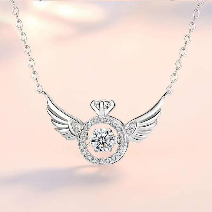 Wholesale necklace pendant beating heart girl fresh angel wings JDC-NE-Futai002