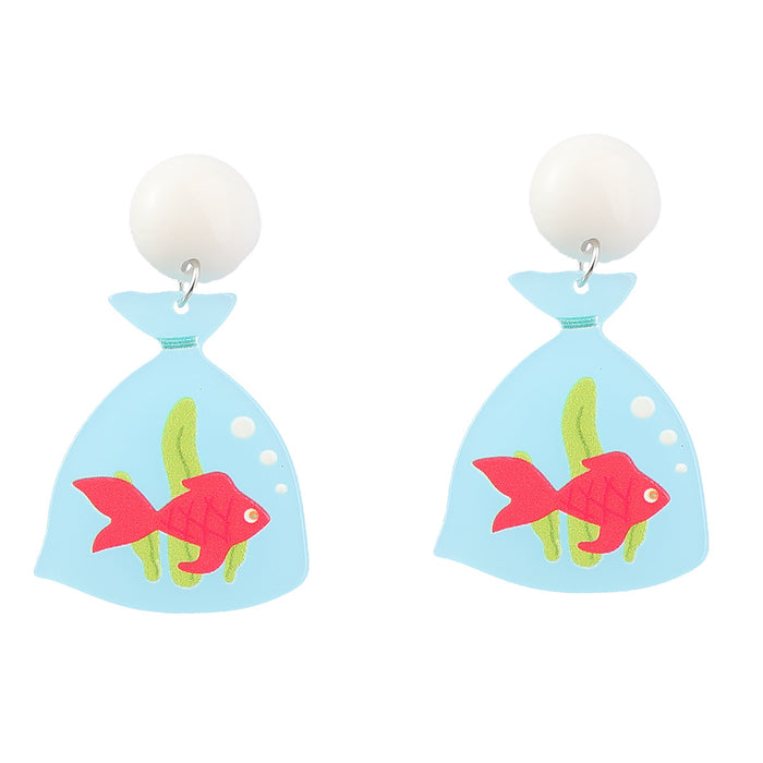 Wholesale plastic small fresh geometric resin strawberry mushroom earrings MOQ≥2 JDC-ES-jiul007