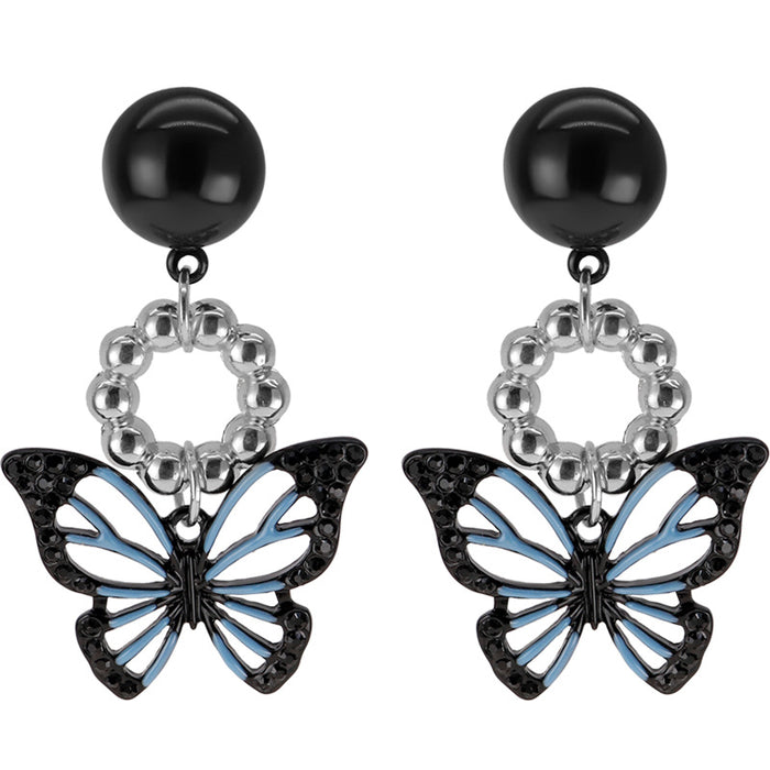 Wholesale Earrings Alloy Black Butterfly Stud Earrings JDC-ES-Tql002
