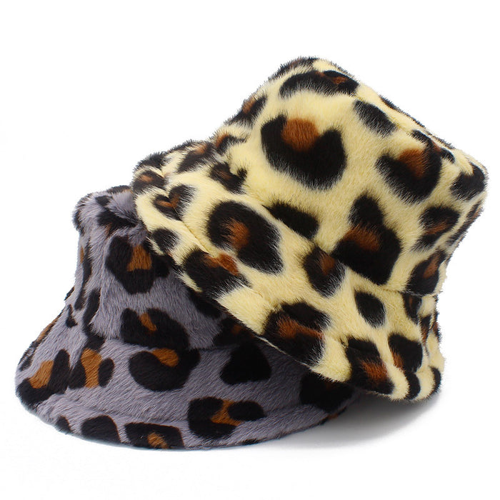 Wholesale Bucket Hat Plush Leopard Print JDC-FH-RHeng012