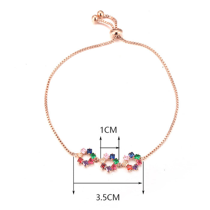 Wholesale Bracelet Copper Zircon Delicate Color Adjustable MOQ≥2 JDC-BT-mingY008