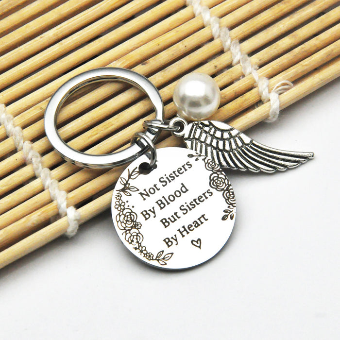 Wholesale Keychain Stainless Steel Pearl Wings MOQ≥2 JDC-KC-XinG009