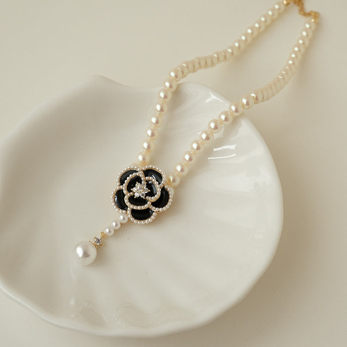 Wholesale necklace alloy niche pearl necklace small fresh sweet flowers MOQ≥2 JDC-NE-Ruil003