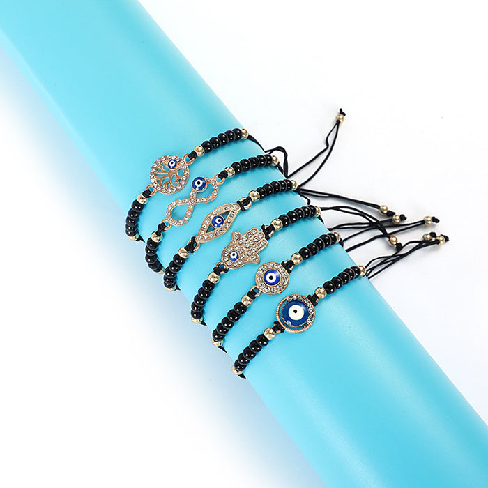 Wholesale Braided Alloy Inlaid Millet Beads Bracelet Set JDC-BT-ZengZ016