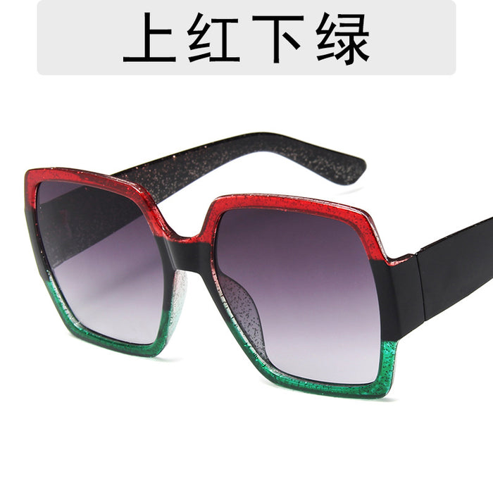 Wholesale Large Frame Multicolor Stitching Glitter Sunglasses JDC-SG-YinB011