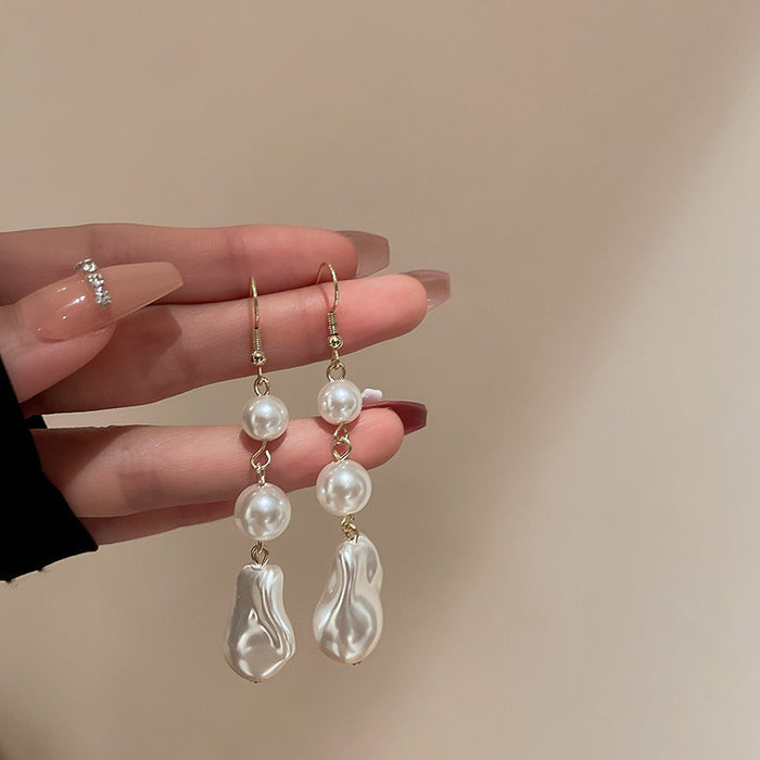 Jewelry WholesaleWholesale silver needle French vintage pleated irregular pearl earrings JDC-ES-BY200 Earrings 宝钰 %variant_option1% %variant_option2% %variant_option3%  Factory Price JoyasDeChina Joyas De China