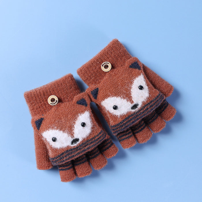 Wholesale Gloves Plush Warm Cute Flip Half Finger Knitted Touch Screen JDC-GS-RH022