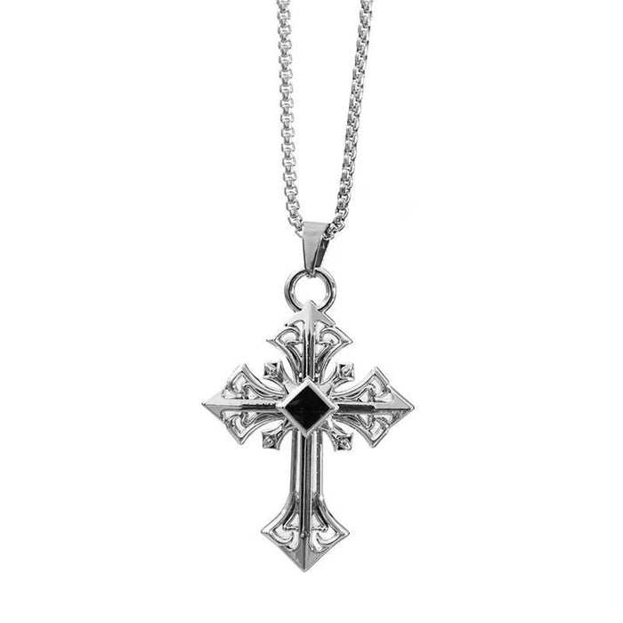 Wholesale Necklaces Stainless Steel Pattern Hollow Cross MOQ≥2 JDC-NE-BaiYing007