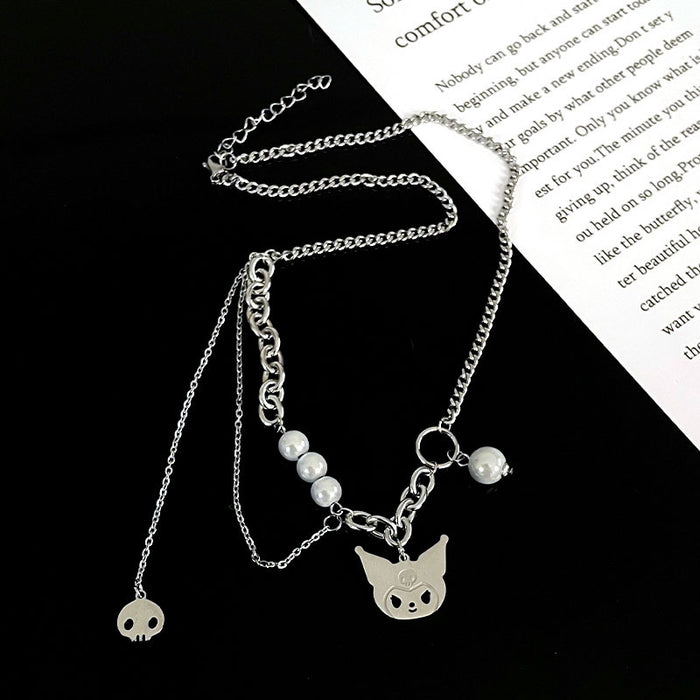 Wholesale necklace alloy reflective pearl titanium steel does not fade JDC-NE-AiY006