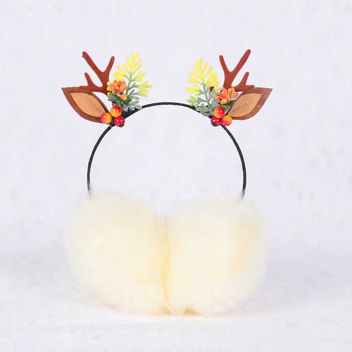 Wholesale Earmuffs Plush Warm Christmas Antler Berry JDC-EF-QingH002