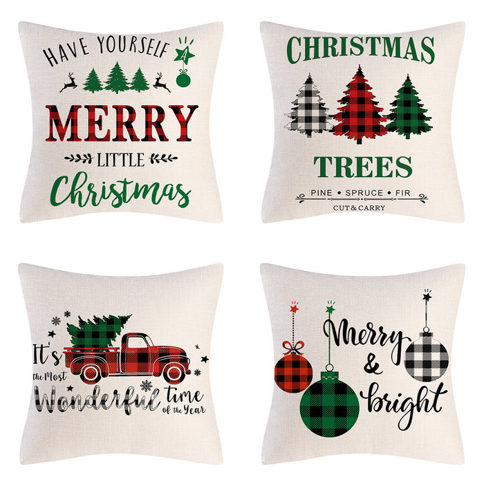 Wholesale Pillowcase Blended Christmas Farm Style Truck Bell Printed JDC-PW-Yiyang003