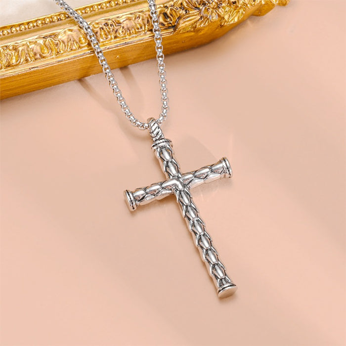 Wholesale Necklace Titanium Steel Cross Wolf Tooth Hip Hop Sweater Chain JDC-NE-DingC001