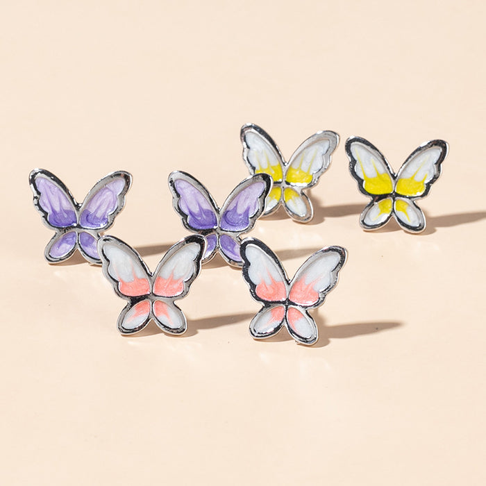 Wholesale Symphony Butterfly Color Alloy Earrings  MOQ≥3 JDC-ES-XLH003