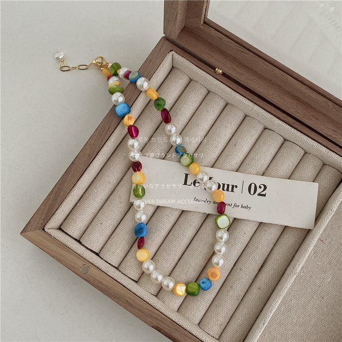Wholesale Rainbow Color Beaded Highlight Imitation Pearl Jewelry Set JDC-ES-Lfm012