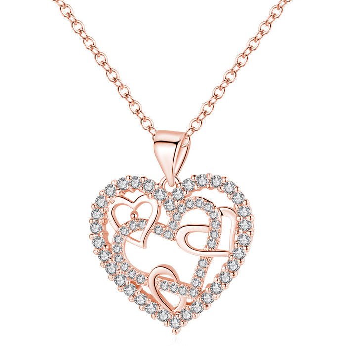 Wholesale Necklace Copper Diamond Simple Love Clavicle Chain JDC-NE-BM007
