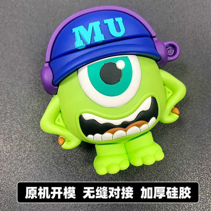 Wholesale Headphone Shell Airpods Green Hair Big Eye Soft Rubber Protective Cover (M) MOQ≥2 JDC-EPC-DST002