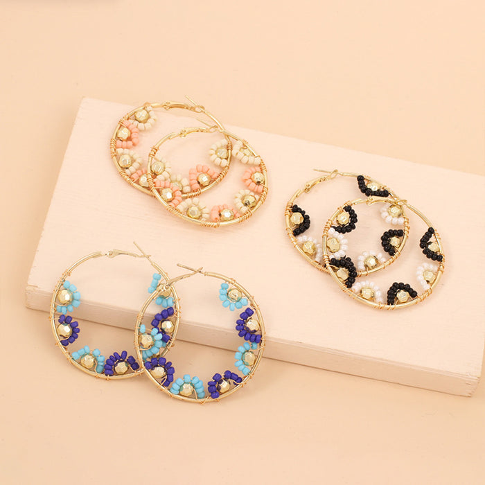 Wholesale Big Circle Rice Bead Earrings MOQ≥2 JDC-ES-Yir013
