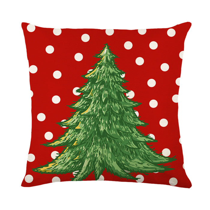 Wholesale Christmas Tree Linen Printed Pillowcase JDC-PW-Jinze018