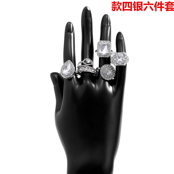 Wholesale Diamond Set Rings 12 Piece Sets Various Elements Set Ring Combinations JDC-RS-XueR001