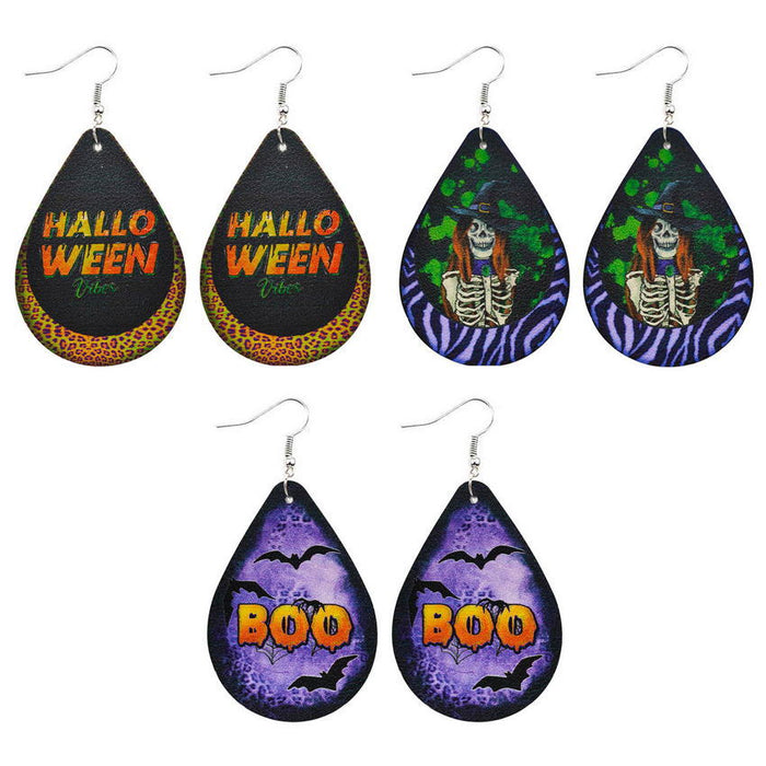 Wholesale Earrings Leather Halloween Leather Funny MOQ≥3 JDC-ES-KDL015