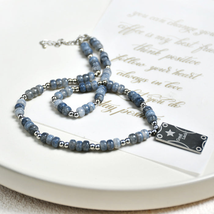 Wholesale Necklace Burst Stone Crack Crystal Vintage Beaded Stainless Steel Sweater Chain JDC-NE-YouF014
