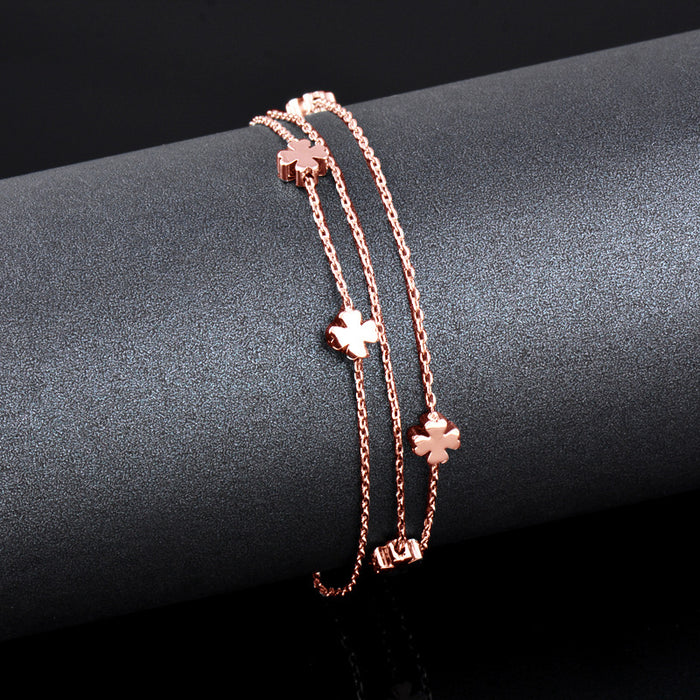 Wholesale Bracelet Alloy Cross Love Rose Gold Double Layer JDC-BT-KeMeng003