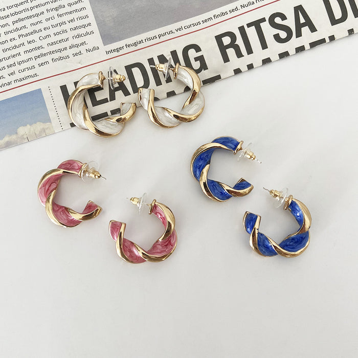 Wholesale Oil Spiral Stud Earrings Metal Earrings JDC-ES-LIUM052