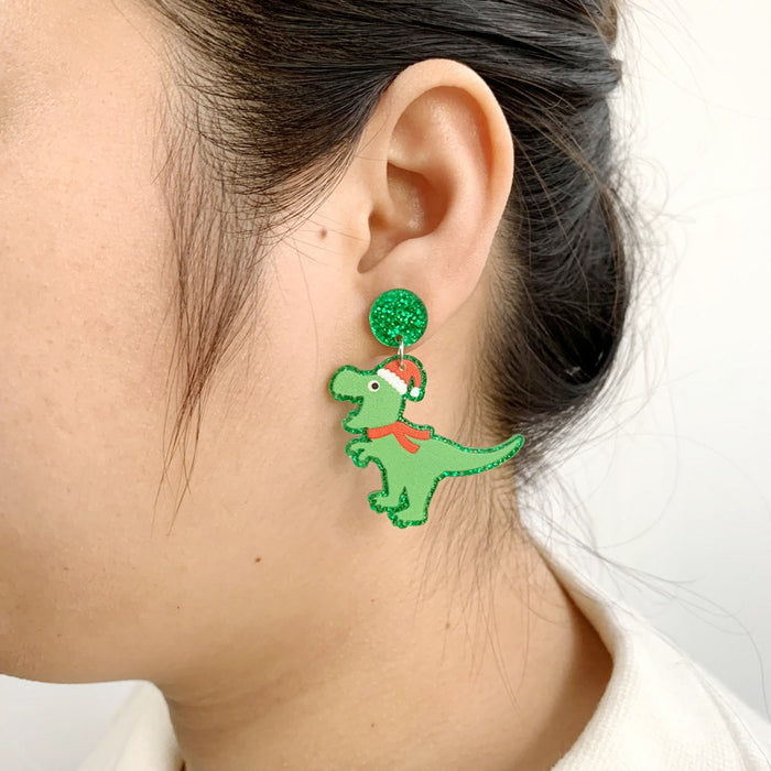 Wholesale Earrings Acrylic Christmas Dinosaurs JDC-ES-XueP061
