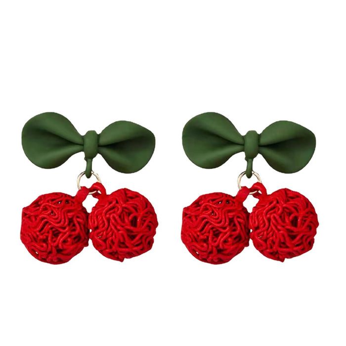 Jewelry WholesaleWholesale vintage red geometric bow New Year's love cherry stud alloy earrings JDC-ES-HZQ001 Earrings 青之荷 %variant_option1% %variant_option2% %variant_option3%  Factory Price JoyasDeChina Joyas De China