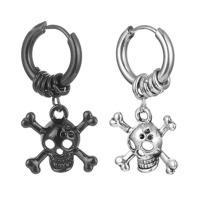 Wholesale Earrings Metal Curved Glossy Titanium Steel Skull MOQ≥2 JDC-ES-JiM012