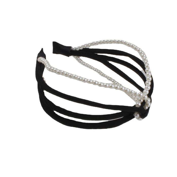 Wholesale Headband Hollow Pearl Cross Hairband Hair Accessories JDC-HD-LeiY005