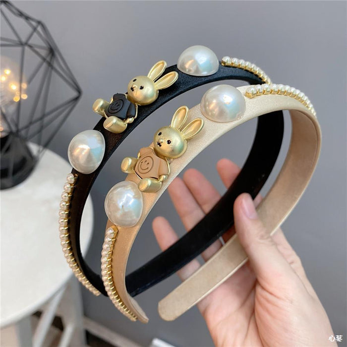 Wholesale Bunny Pearl Headband MOQ≥2 JDC-HD-HuiY019
