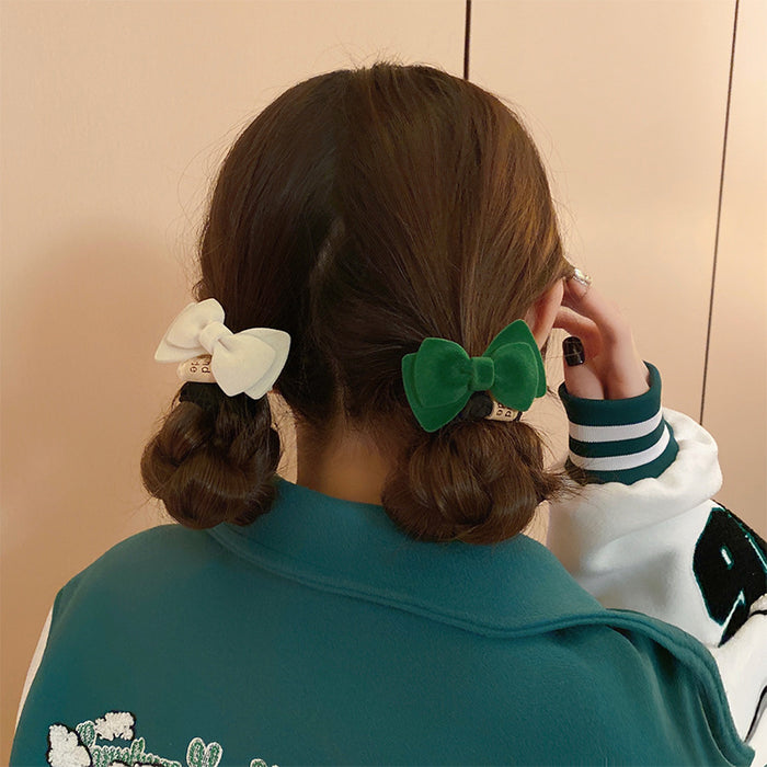 Wholesale Hair Scrunchies Flannel Autumn Winter Bow JDC-HS-Hankou006