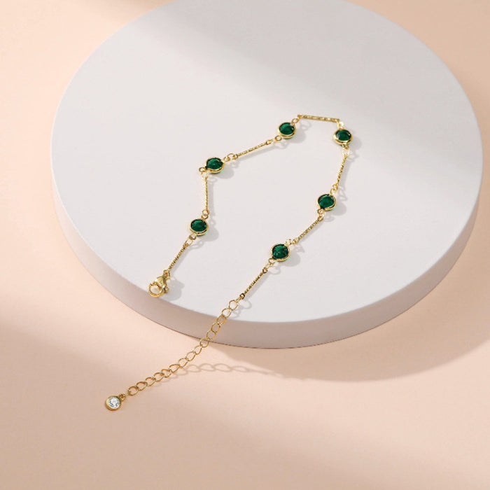 Wholesale Anklets Gold Green Hasite Adjustable Thin MOQ≥2 JDC-AS-JinM010