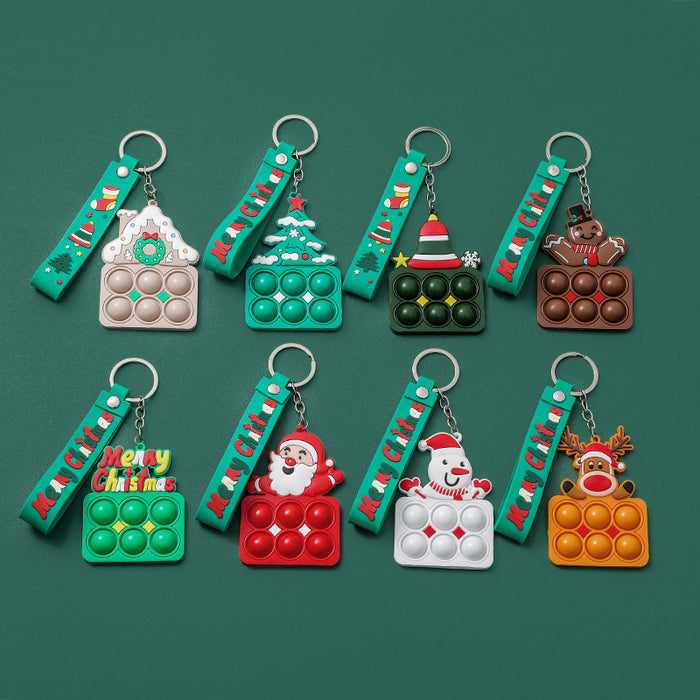 Wholesale Keychains Silicone Finger Toys Christmas Unzip 8pcs JDC-KC-SSen001