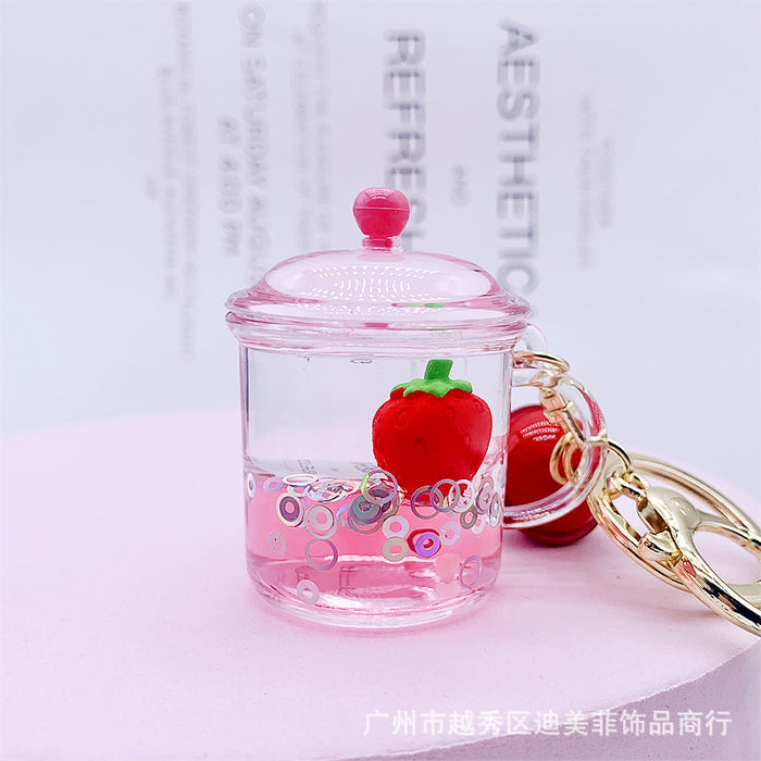 Wholesale Keychain Acrylic Fruit Floating Quicksand Bottle MOQ≥2 JDC-KC-DMF027