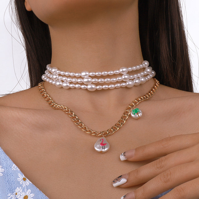 Collar de estampado de perlas exageradas al por mayor jdc-ne-qiandi003
