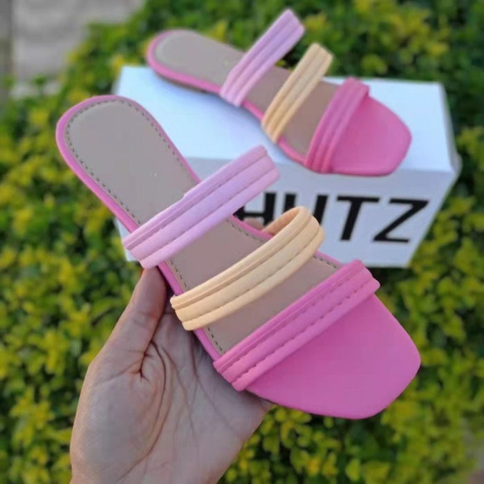 Wholesale summer new simple color matching beach slippers MOQ≥2 JDC-SD-JuHong002