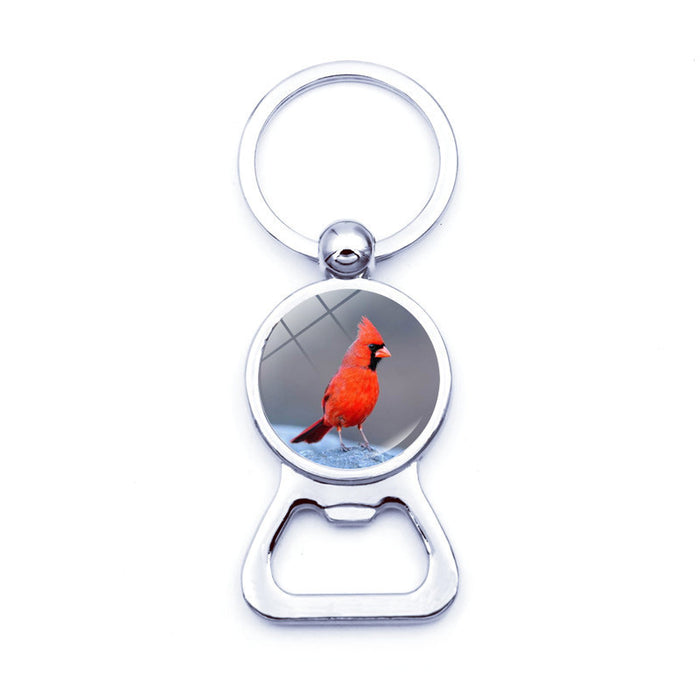 Wholesale Keychain Zinc Alloy Glass Cardinal Bird Bottle Opener JDC-KC-JiaY002