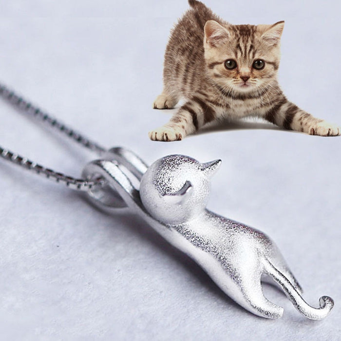 Wholesale Necklace Frosted Surface Solid Stereo Cute Cat Pendant MOQ≥2 JDC-NE-RuiP001