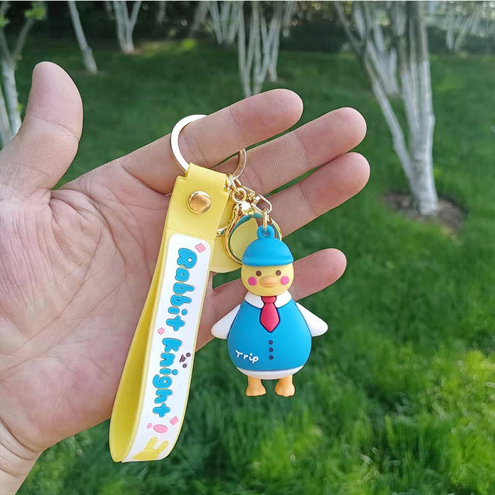 Wholesale creative funny crooked duck key chain cartoon couple MOQ≥3 JDC-KC-YChaang006