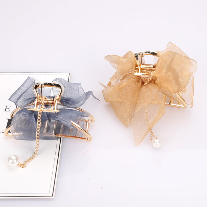 Wholesale hairpin metal bow pearl JDC-HC-MDL004