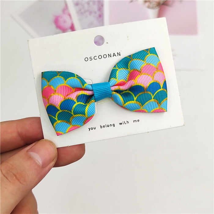 Wholesale pure fish scales multicolor girl bow hair tie hair clip JDC-HC-Junm006
