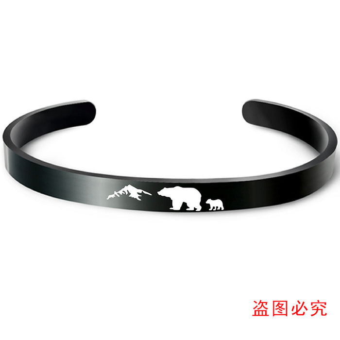 Jewelry WholesaleWholesale black stainless steel bear father's Day gift Bracelet MOQ≥2 JDC-BT-ganggu009 Bracelet 钢古 %variant_option1% %variant_option2% %variant_option3%  Factory Price JoyasDeChina Joyas De China