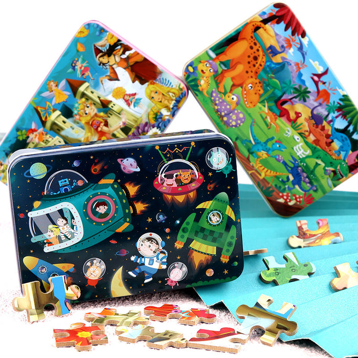 Wholesale Toys Wooden Iron Box Puzzles for Children 100pieces JDC-FT-YHMT001