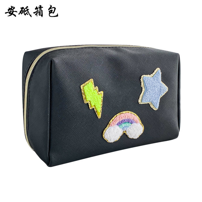 Wholesale Cosmetic Bag PVC Smiley Embroidered Letters Large Capacity JDC-CB-AD002