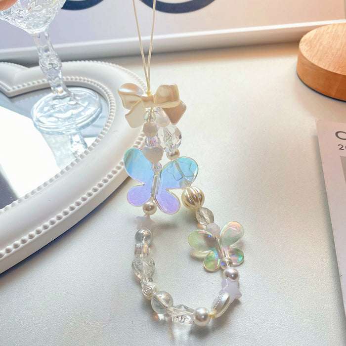 Wholesale butterfly pearl beaded lanyard diy phone case beauty original bracelet JDC-BT-HuoR001