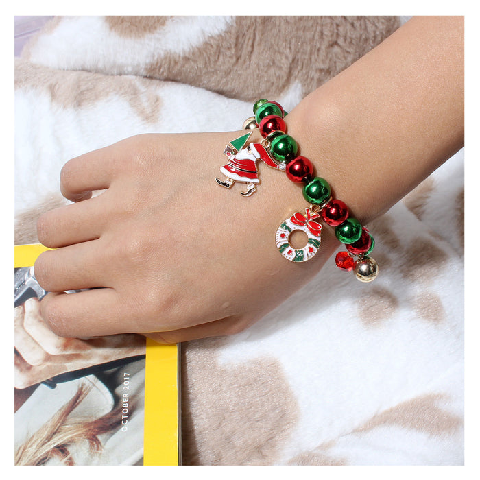 Wholesale Bracelet Metal Christmas Colorful Beads JDC-BT-TenC006