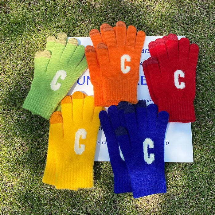 Wholesale Gloves Imitation Cashmere Candy Knit Touch Screen All Fingers MOQ≥2 JDC-GS-YuQ005